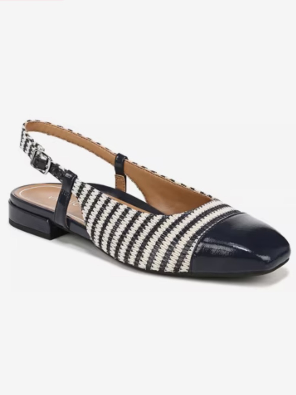Vionic Petaluma Flat Striped Square Toe Square Heel 7.5
